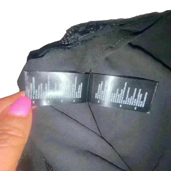 H & M BLACK SEE THROUGH MESH Net KNIT WITH RIBBON FLOWERS Size 2 - Picture 6 of 7